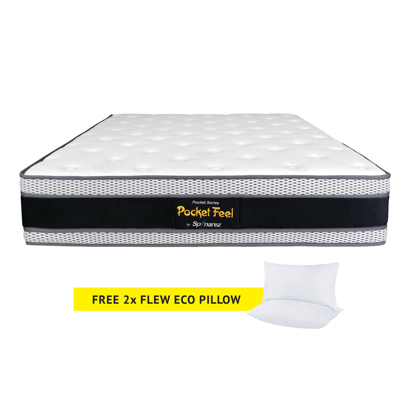 (FREE Shipping) 12inch SpinaRez Pocket Feel Tilam Mattress Individual Pocket Spring System / Free Protector & 2x Pillow-Spinarez-PocketFeel