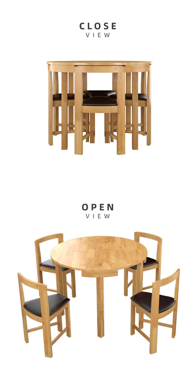 Modern Rubber Wood Dining Set / Dining Table / Dining Chair / Rubber Wood / PU Leather Seat Dining Chair