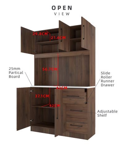 [FREE SHIPPING] 4FT Ventura Series Kitchen Cabinets / Kitchen Storage / Kitchen Tall Unit-HMZ-KC-MFC2012-WN