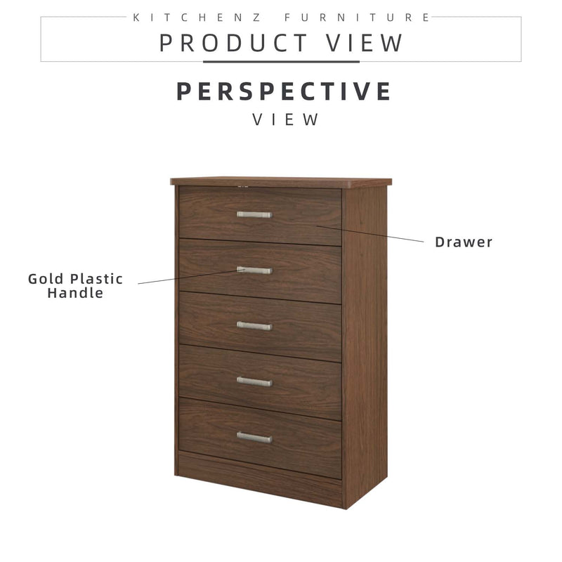 2.5FT Madero Series Chest Drawer with 5 Layer Drawer Storage - HMZ-FN-CD-M0750-WN