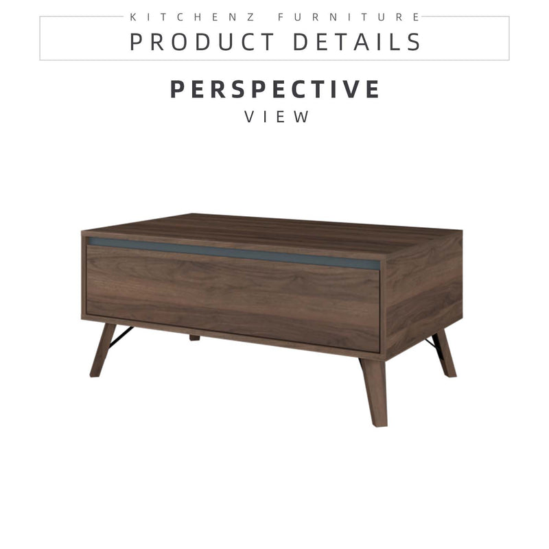 (EM) 3.3FT Kinsley Series Coffee Table with 1 Drawer & Large Open Storage-HMZ-FN-CT-K0192-GY