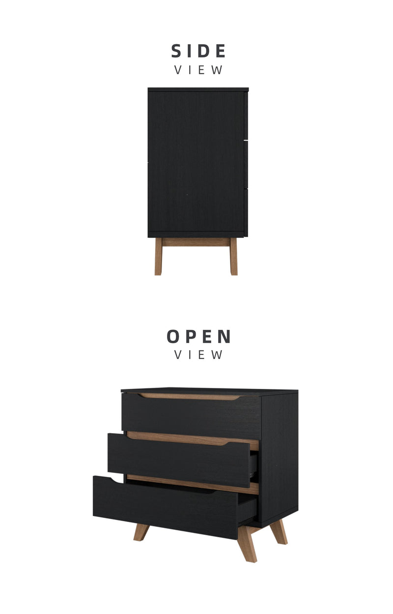 3FT Alexi Series Chest Drawer Particle Board with 3 Drawers-HMZ-FN-CD-A7780-BK