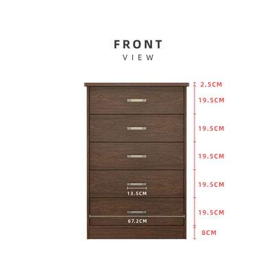 2.5FT Madero Series Chest Drawer with 5 Layer Drawer Storage - HMZ-FN-CD-M0750-WN