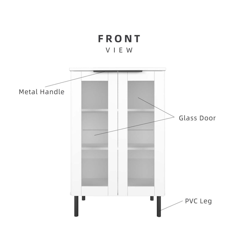 2 Doors / 4 Doors Glass Display Cabinet Sideboard Cabinet Living Cabinet-M8060/M8120-WT