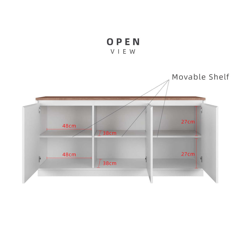 5FT Austral Series Display Cabinet Natural Oak Surface with 3 Door Large Storage - HMZ-FN-DC-AU0006-WT