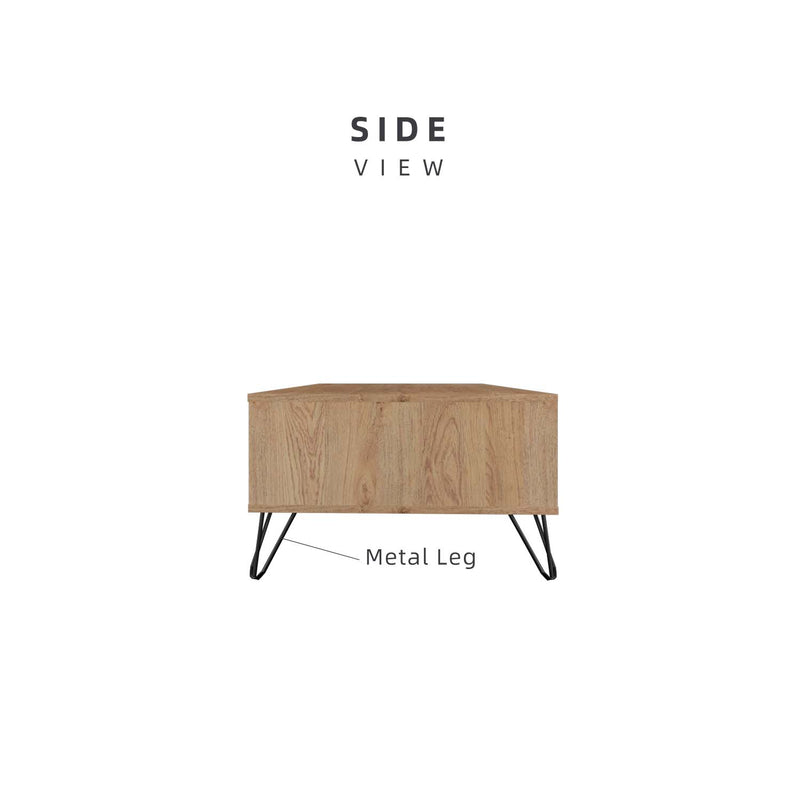 3.3FT Chester Series Coffee Table Living Room Meja Kopi Side Table Meja Sisi Modern Design Metal Leg-HMZ-FN-CT-C3710-OAK