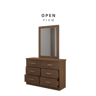 4FT Madero Series Display Cabinet Walnut Classic Design with Mirror Make up Table / Meja Solek - HMZ-FN-DC-M1200-WN