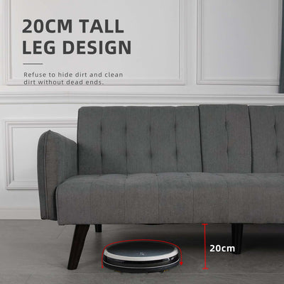 (EM) 6FT Foldable Sofa Bed 3 Seater Wooden Leg Linen Fabric Grey / Velvet Fabric Black / Blue / Grey -ESF4360/ESF4453