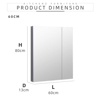 100% SUS304 Stainless Steel Bathroom Mirror Cabinet with LED Lighting-HMZ-BR-MC-C8060-90-120-LED
