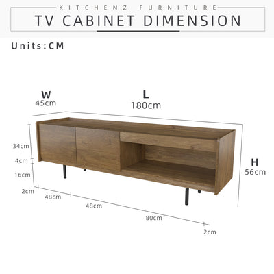 6FT Apolo Series TV Cabinet Modernist Design with Metal Leg - HMZ-FN-TC-A6016-CO