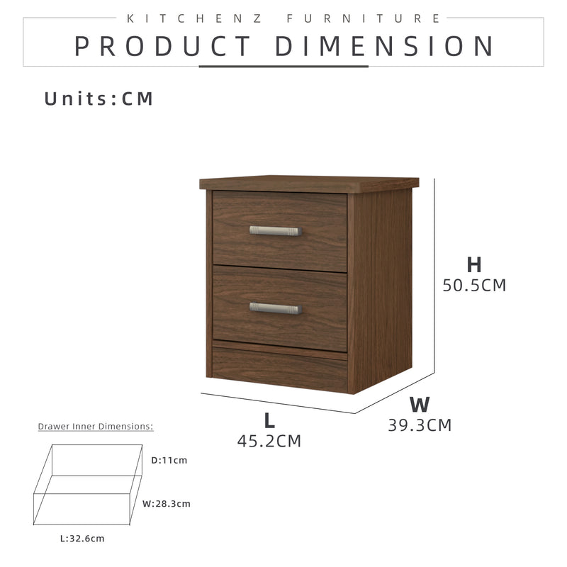 1.5FT Madero Series Side Table with 2 Drawer Storage - HMZ-FN-ST-M0452-WN