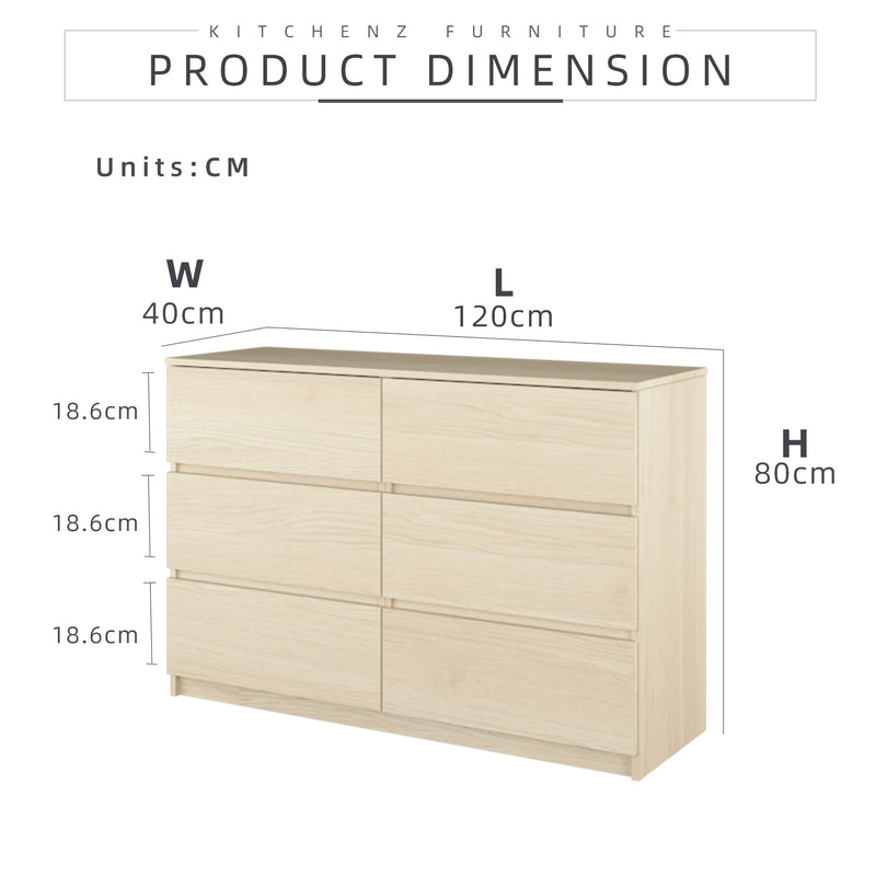 4FT Chest Drawer with 6 Largest Drawer Storage-HMZ-FN-CD-7003