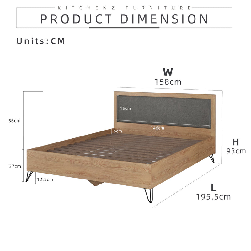 6.4FT Chester Series Queen Bed Frame Metal Leg Katil Besi Queen Double Bed Frame-HMZ-FN-BF-Chester-Q