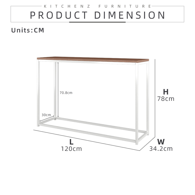 4FT Austral Series Console Table Natural Oak Surface With Metal Leg Support - HMZ-FN-DC-AU0007-WT