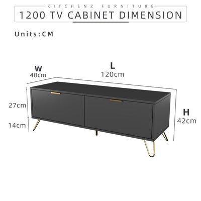 (EM) 4FT Stellate Series Tv Cabinet Modern Design / Tv Rack / Console with Metal Leg - HMZ-FN-TC-1200-DGY