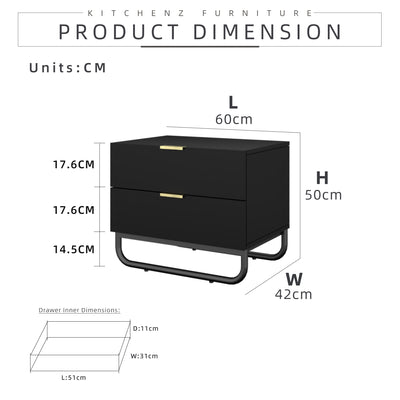 2FT Bestar Series Side Table Particle Board Black with Metal Leg - HMZ-FN-ST-B6041-BK