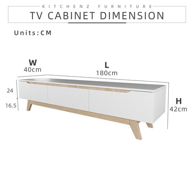 (EM) 6FT Simona Series TV Cabinet Modernist Design-HMZ-FN-TC-2222-WT