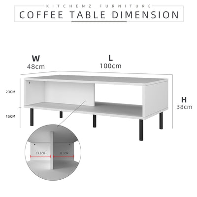 (EM) 3.3FT Coffee Table / Meja Kopi / Side Table / PVC Leg / Extra Leg Support / Modern Design-HMZ-FN-CT-2909