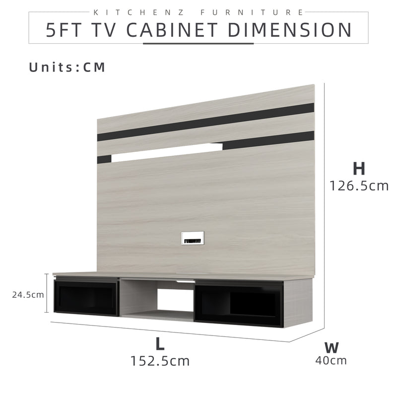 (FREE Shipping & FREE Installation) 5/6FT Wall Cabinet Tv Cabinet Tv Console Rak Tv Kabinet Tv Almari-HMZ-FN-TC-T5525-NO/T5526-NO