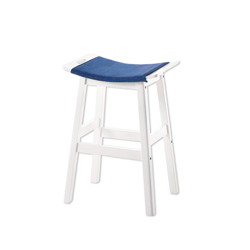 2PCS Solid Wood Bar Stool with Jeans Fabric / Medium Size / Cafe / Pub / Wenge / White - SSH-FN-124-JEANS