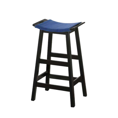 2PCS Solid Wood Bar Stool with Jeans Fabric / Large Size / Cafe / Pub / Wenge / White - SSH-FN-129-JEANS