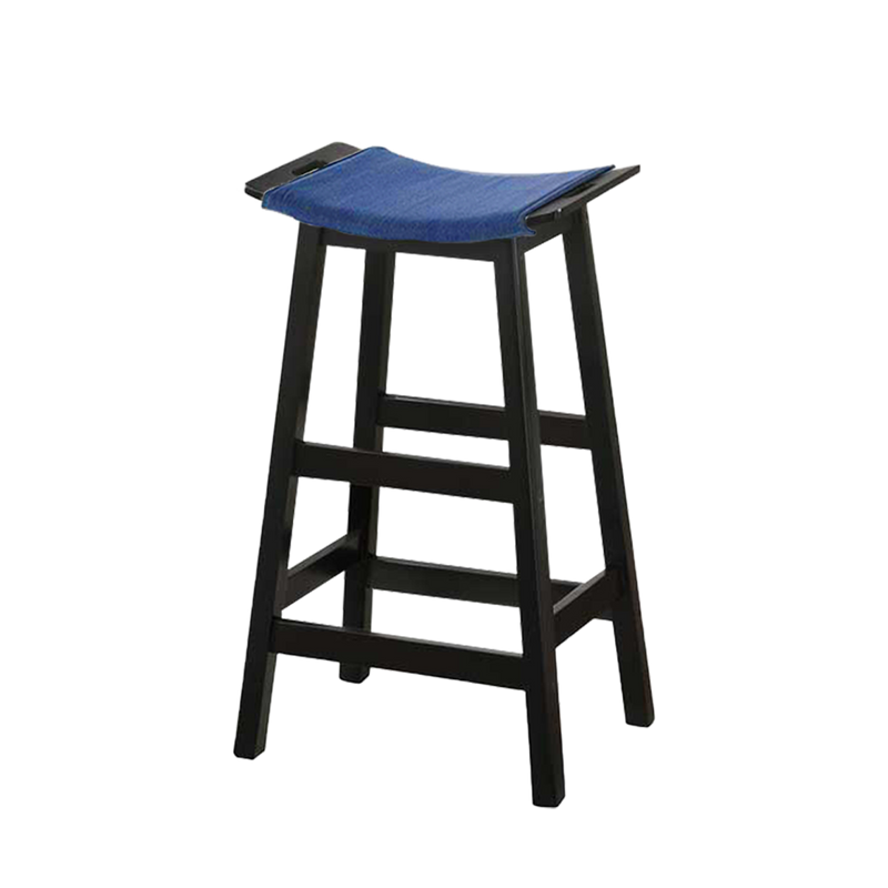2PCS Solid Wood Bar Stool with Jeans Fabric / Large Size / Cafe / Pub / Wenge / White - SSH-FN-129-JEANS