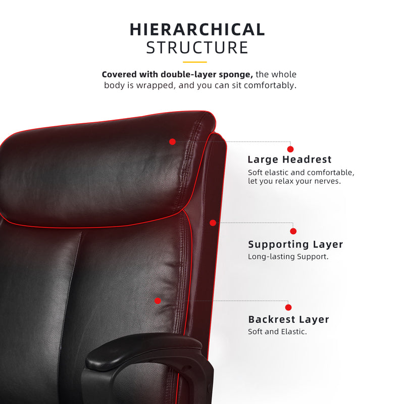 Orson High Back PU Leather Ergonomic Office Chair-HMZ-OC-CS-2191-BK+BK