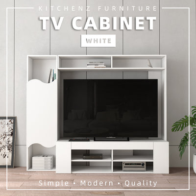 6FT TV Cabinet (for 60 inch TV) with 1 Door & Top Shelf - Kabinet TV/Almari TV - 7000-WT/7001-WN/5999-NO+WT
