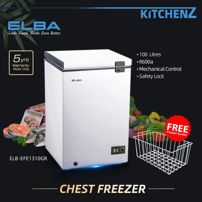 Elba 100L Chest Freezer Dual Mode System / Peti Sejuk Beku - EF-E1310(GR)