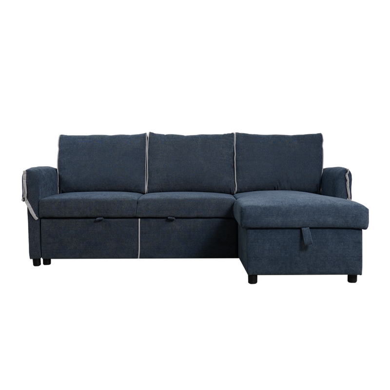 (FREE Shipping) 6.9FT 3 Seater Sofa L Shape Sofa bed with Storage Box/Blue-ESF4486-BL