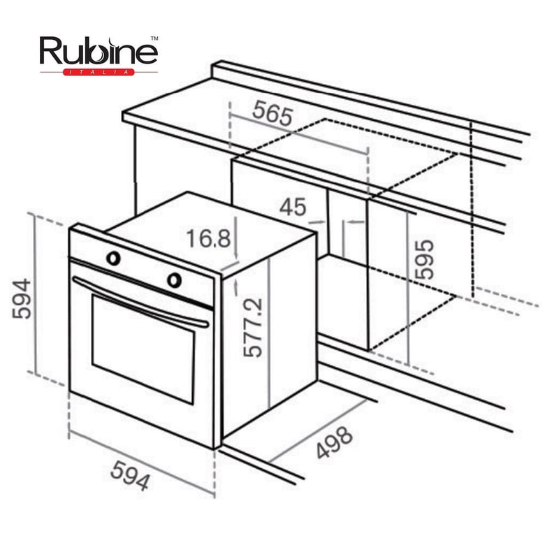 [FREE Shipping] Rubine 7 Function Build-in Oven 60L - RBO-CAVO-60BL