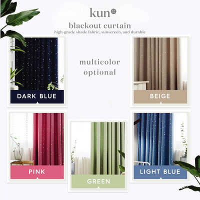 (EM) Kun Eyelet Starry Stylish Curtain/ Langsir 85% Blackout 130cm (H) / 250cm(H) / 5 Colours-BC/BC130-Hook
