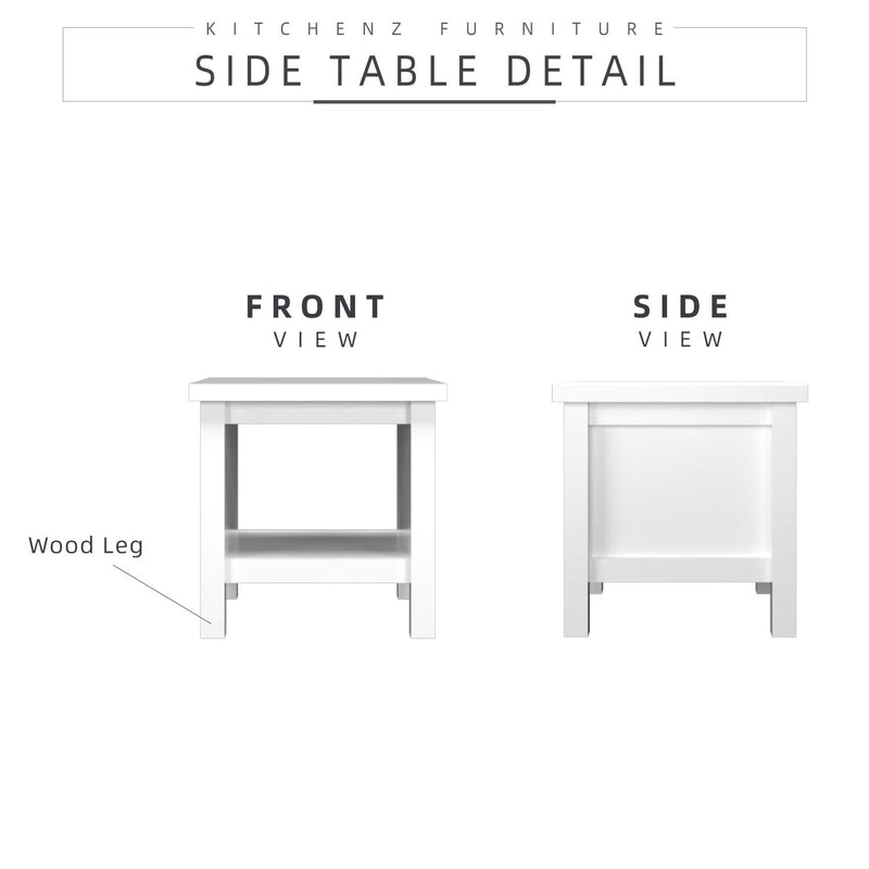 1.5FT Paisley Series Side Table Modernist Design with Plastic Wood Leg / Meja Sisi - HMZ-FN-ST-P4848-WT